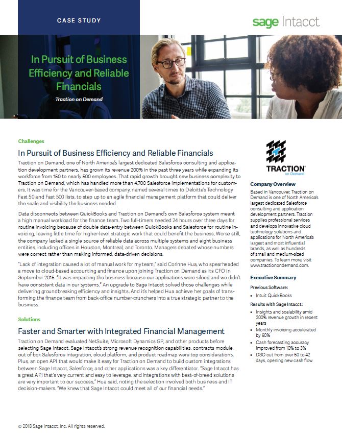 Traction on Demand: In Pursuit of Business Efficiency and Reliable Financials