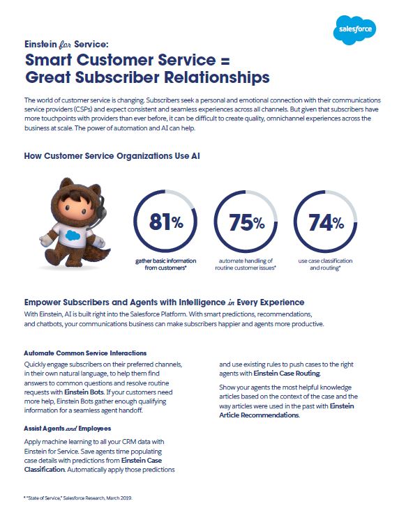 Einstein for Service: Smart Customer Service = Great Subscriber Relationships
