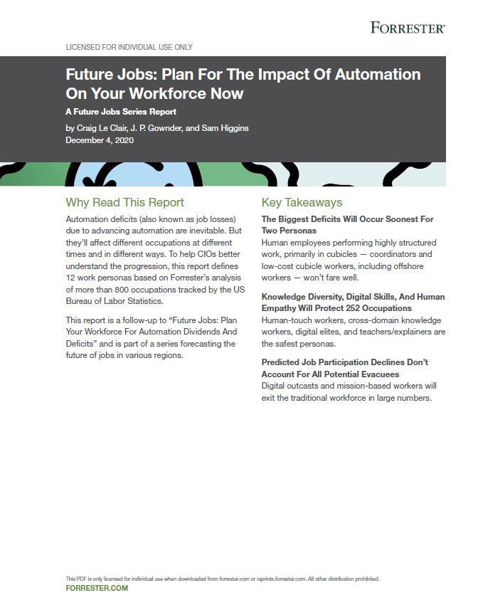 Future Jobs: Plan for the Impact of Automation on Your Workforce Now