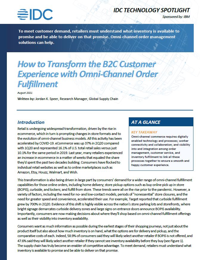 IDC How to Transform the B2C Customer Experience with Omni-Channel Order Fulfillment