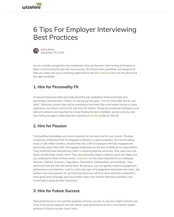 6 TIPS FOR EMPLOYER INTERVIEWING BEST PRACTICES