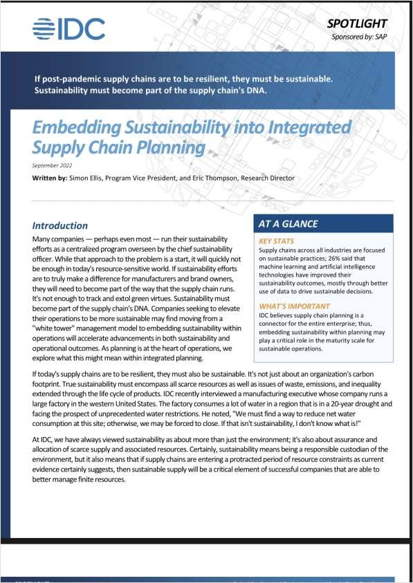 Embedding Sustainability into Integrated Supply Chain Planning