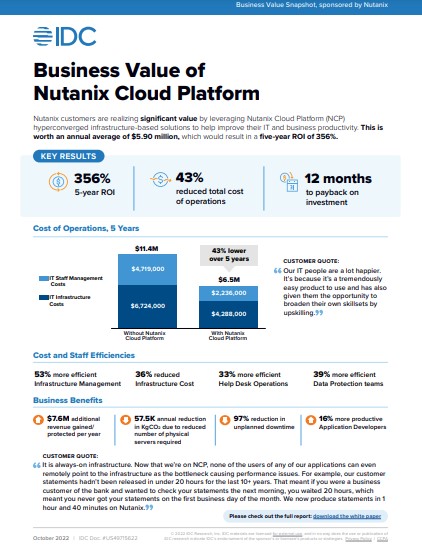 IDC Infographic – The Business Value of Nutanix Cloud Platform